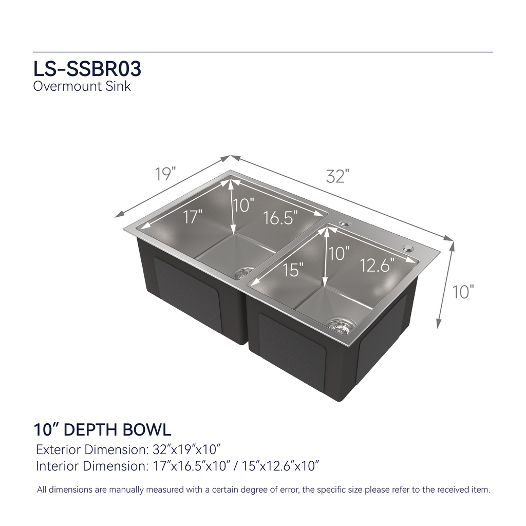 Stainless Steel Kitchen Sink with Double Bowl - Brushed Nickel