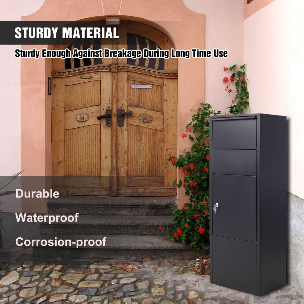 Large Package Delivery Parcel Mail Drop Box with Lockable Storage - Black