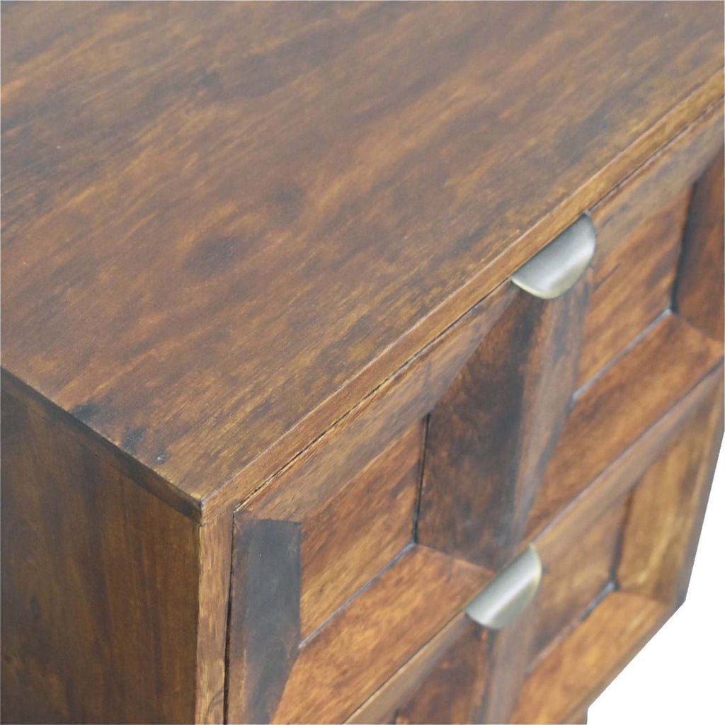 Solid Wood Quad Nightstand with 2 Drawers - Warm Finish