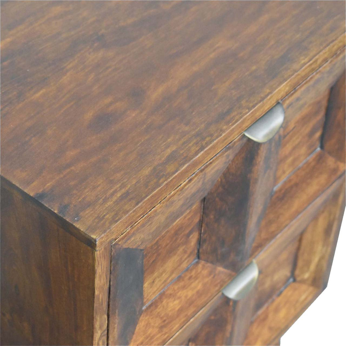 Solid Wood Quad Nightstand with 2 Drawers - Warm Finish