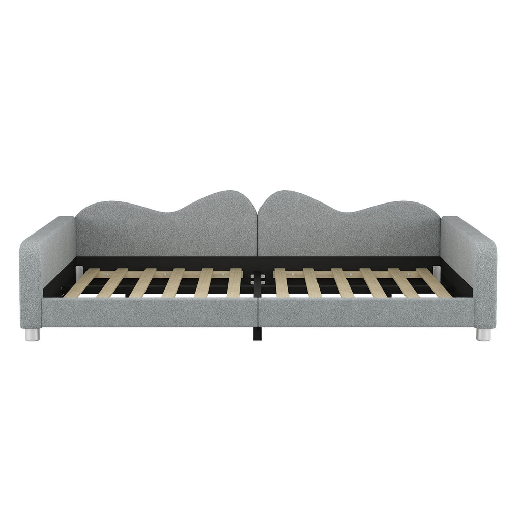 Upholstered Daybed with Cloud-Shaped Backrest - Full Size, Sherpa Fabric