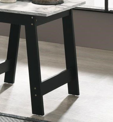 Faux Marble End Table with Black Frame - Kenzo