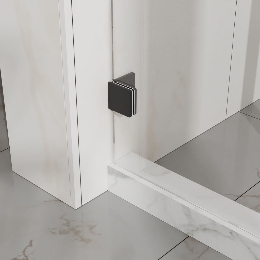 Frameless Tub Sliding Shower Door with Easy Clean Coating - Black or Pearl Silver