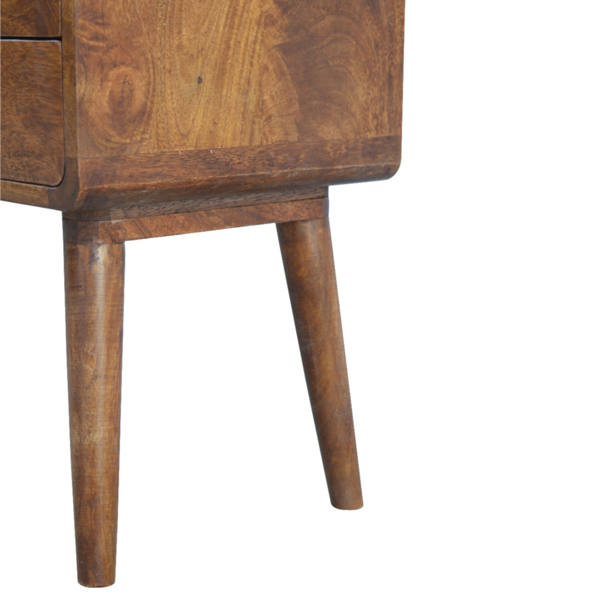 Solid Wood Curved Nightstand with 2 Drawers - Chestnut