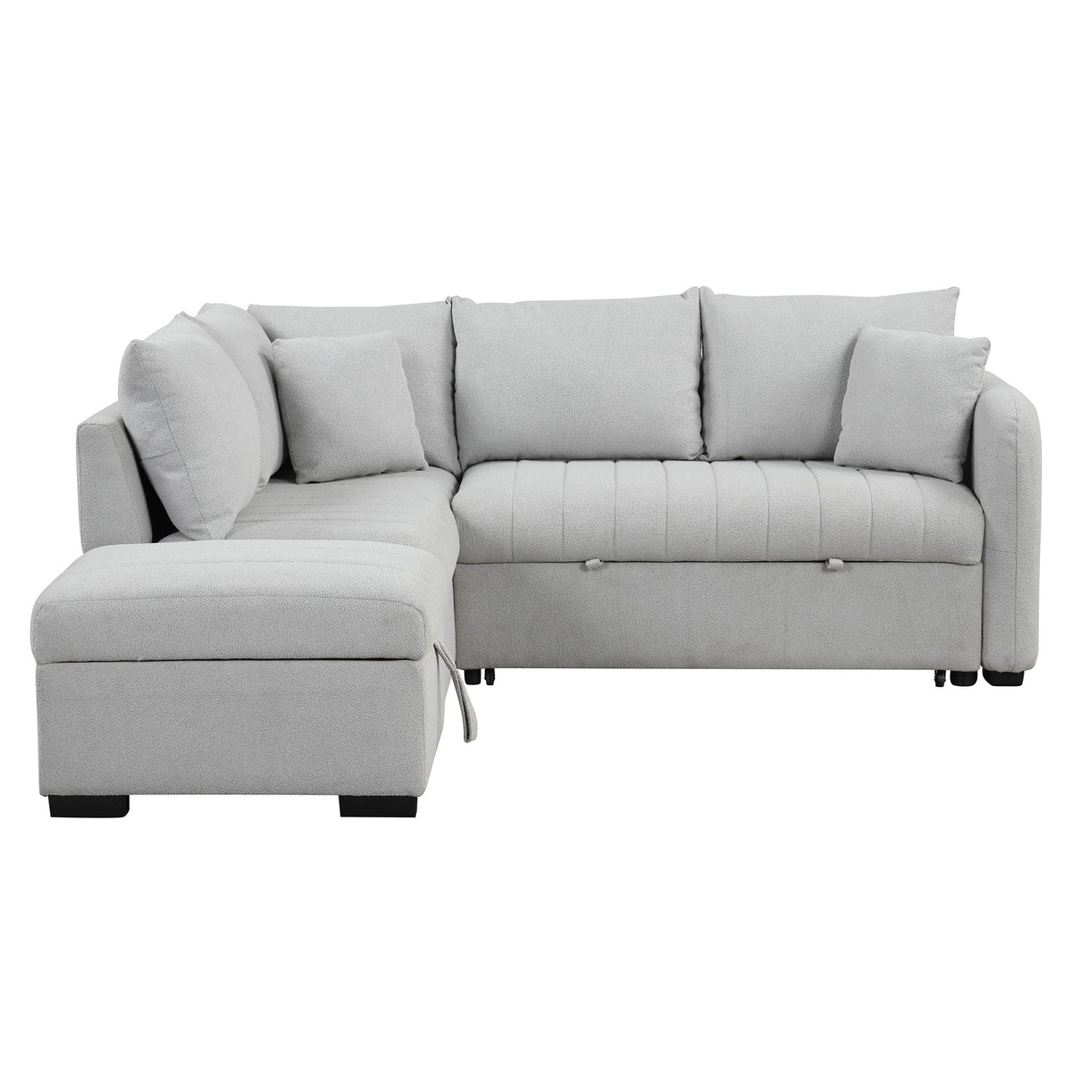 L-Shaped Sleeper Sectional with Pull-Out Bed and Storage Ottoman - Gray or Beige