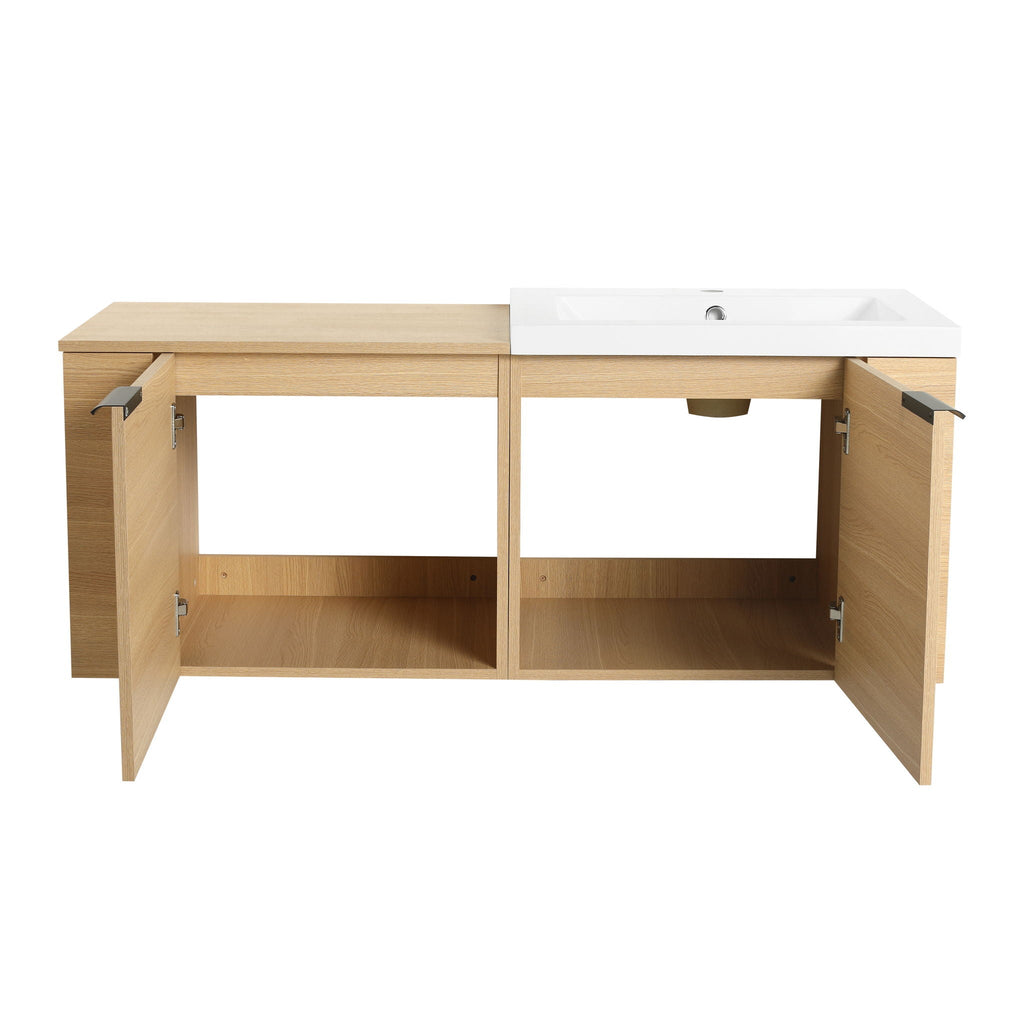 Modern Bathroom Vanity Sink Combo With Spacious Storage - White or Light Brown