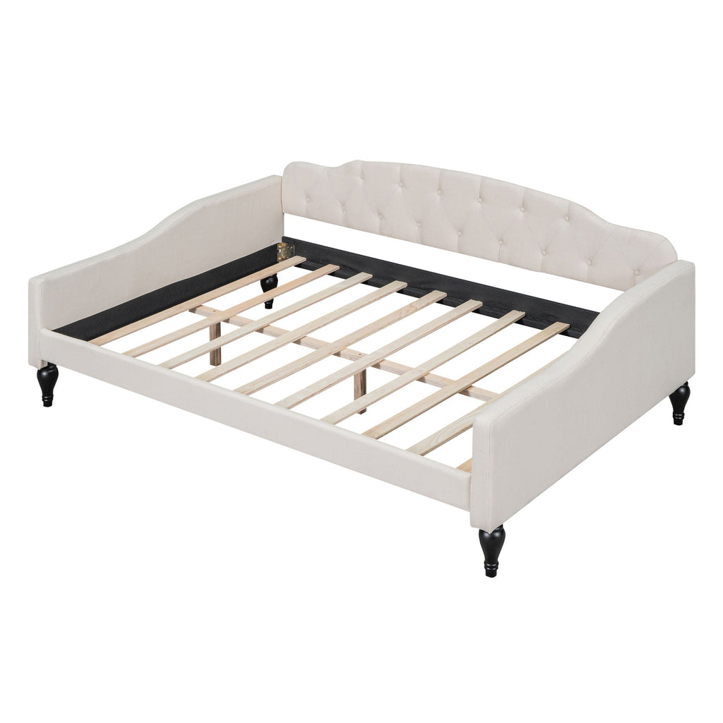 Upholstered Tufted Daybed with Storage Options - Beige