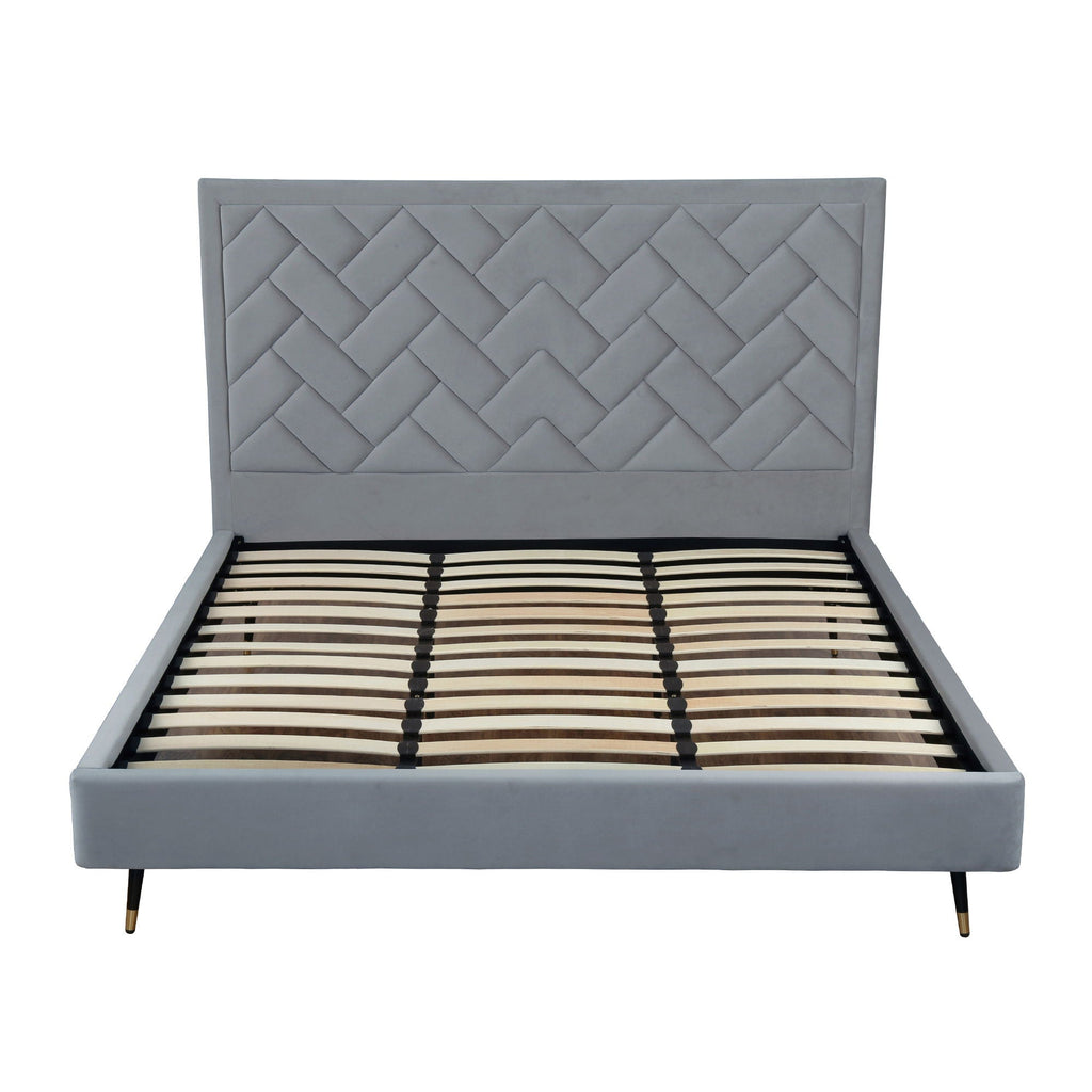 Upholstered Bed with Headboard and Slats - Multiple Colors