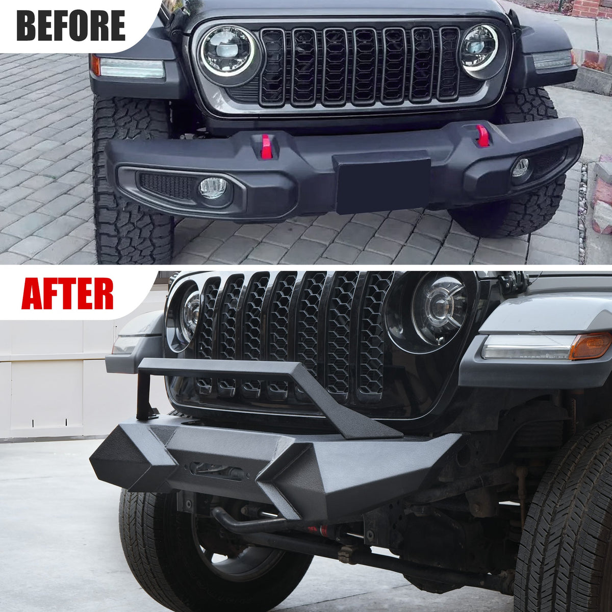 X Style Front Bumper with Winch Plate - Black