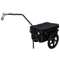 Bike Cargo Trailer with Support Bar and Waterproof Cover - Black
