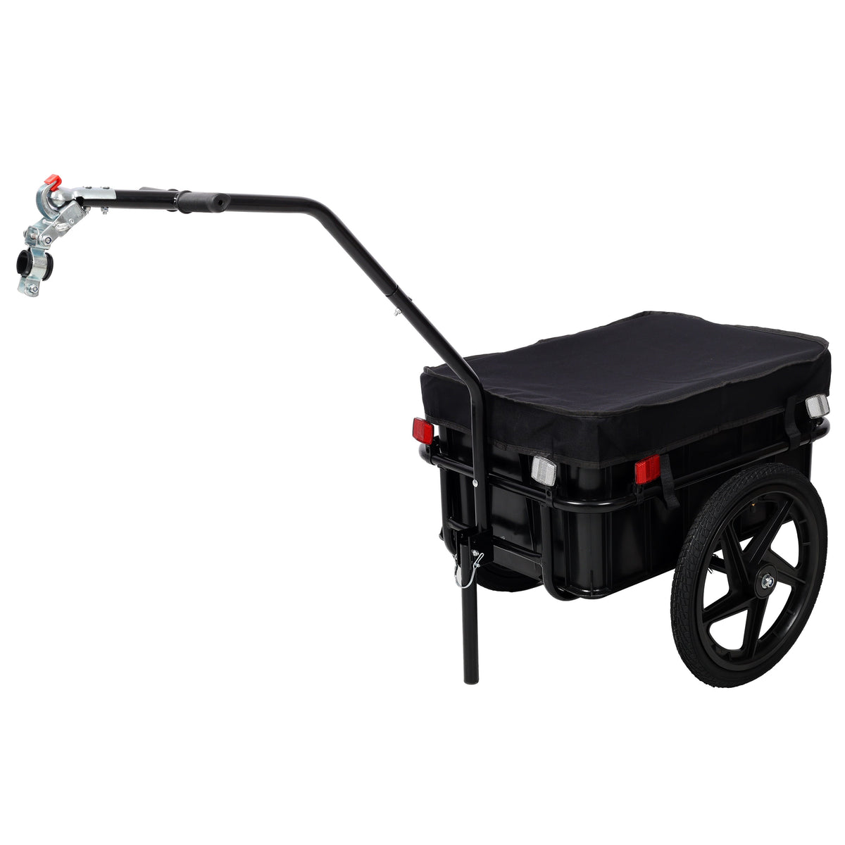 Bike Cargo Trailer with Support Bar and Waterproof Cover - Black