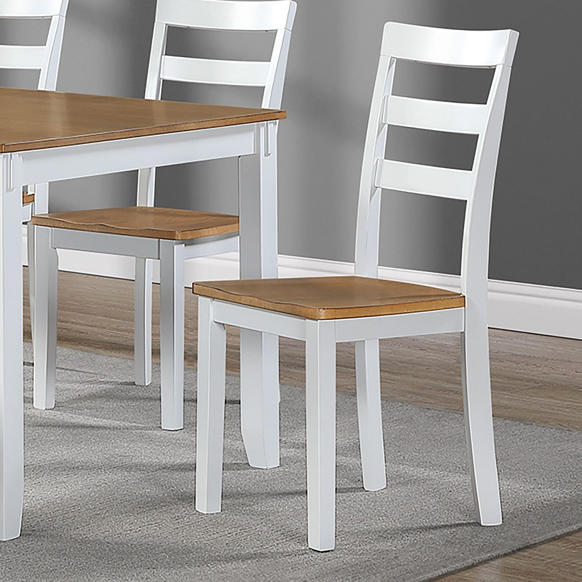 6 Piece Dining Set Table with 4 Side Chairs and Bench - Light Brown / White