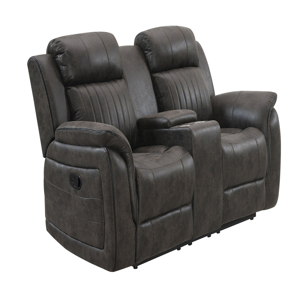 Steban Console Reclining Loveseat with Storage - Gray