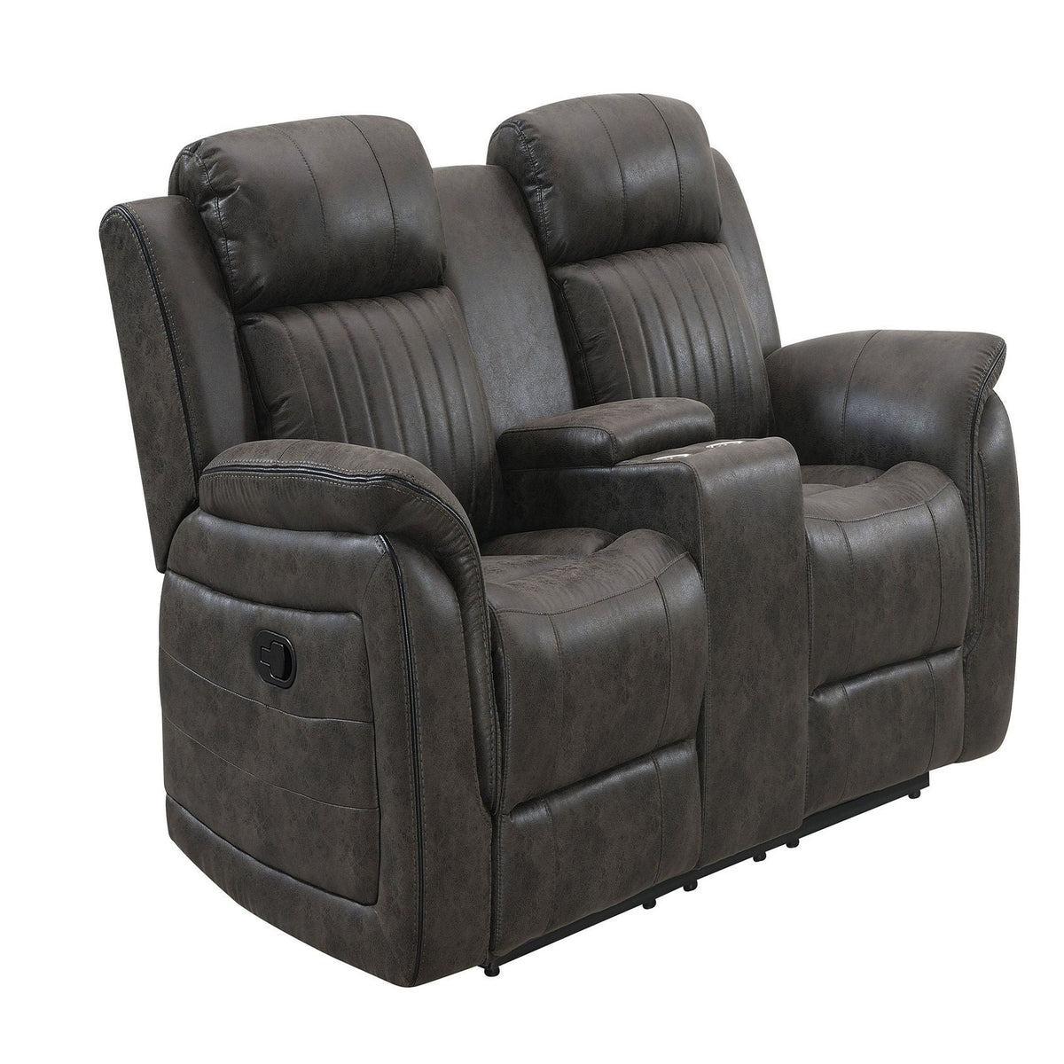 Steban Console Reclining Loveseat with Storage - Gray