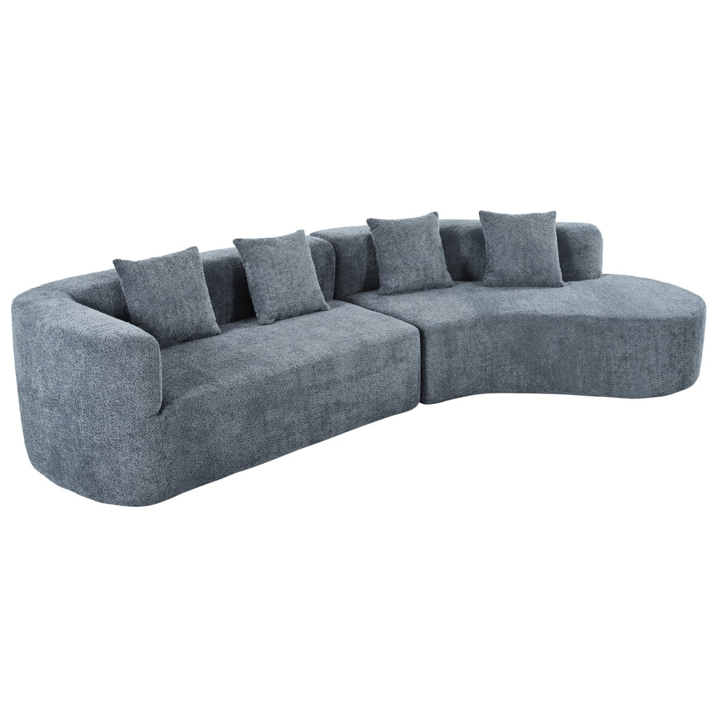 132" Modern Sectional Sofa with Curved Modular Design - Chenille