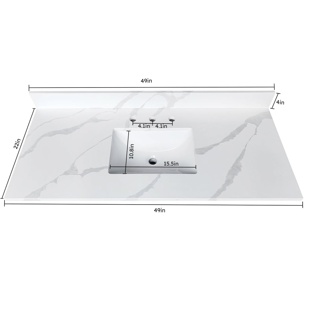 49-Inch Quartz Bathroom Vanity Top