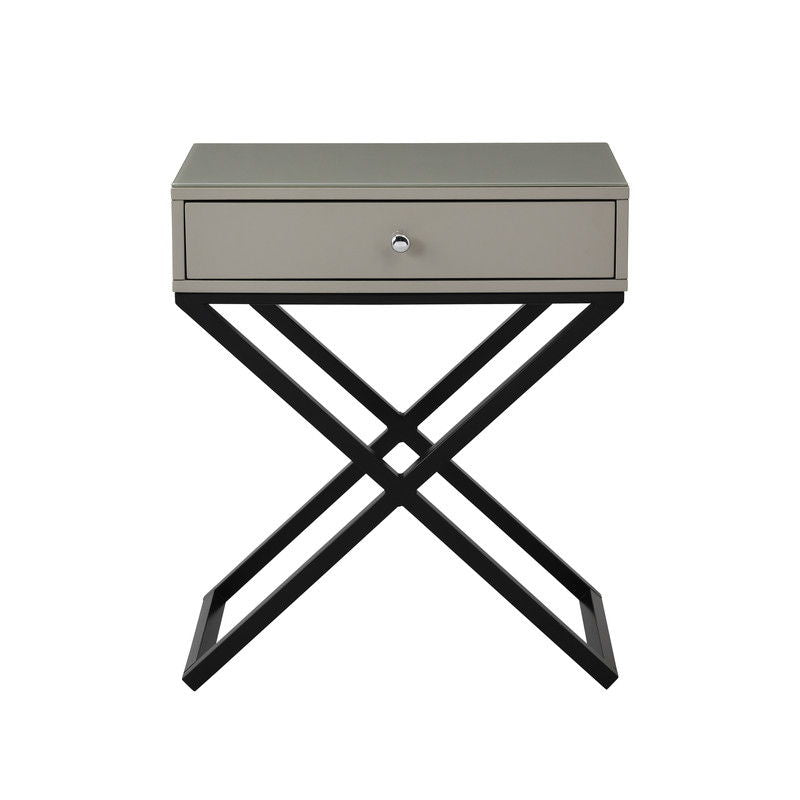 Koda End Side Table Nightstand with Drawer and Cross Base
