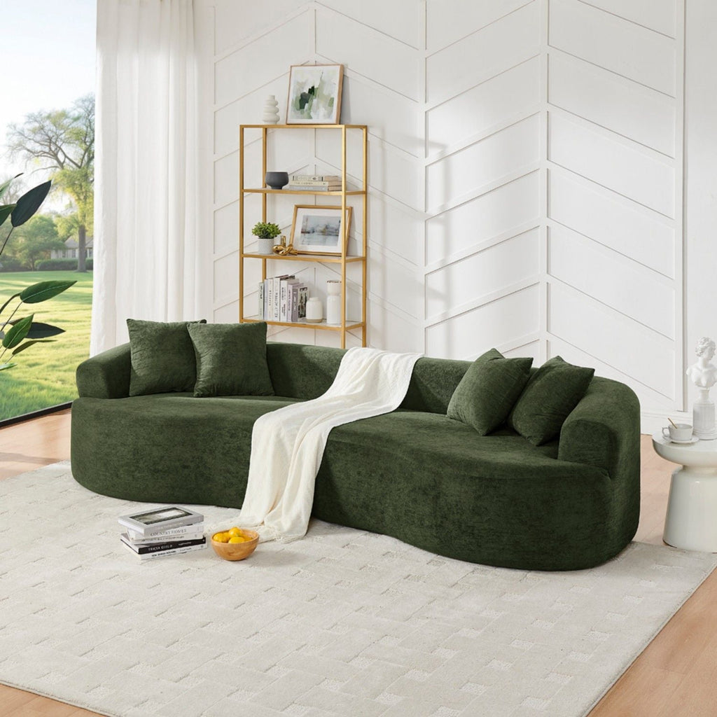 4 Seater Curved Cloud Sectional Sofa with High-Density Foam - Corduroy