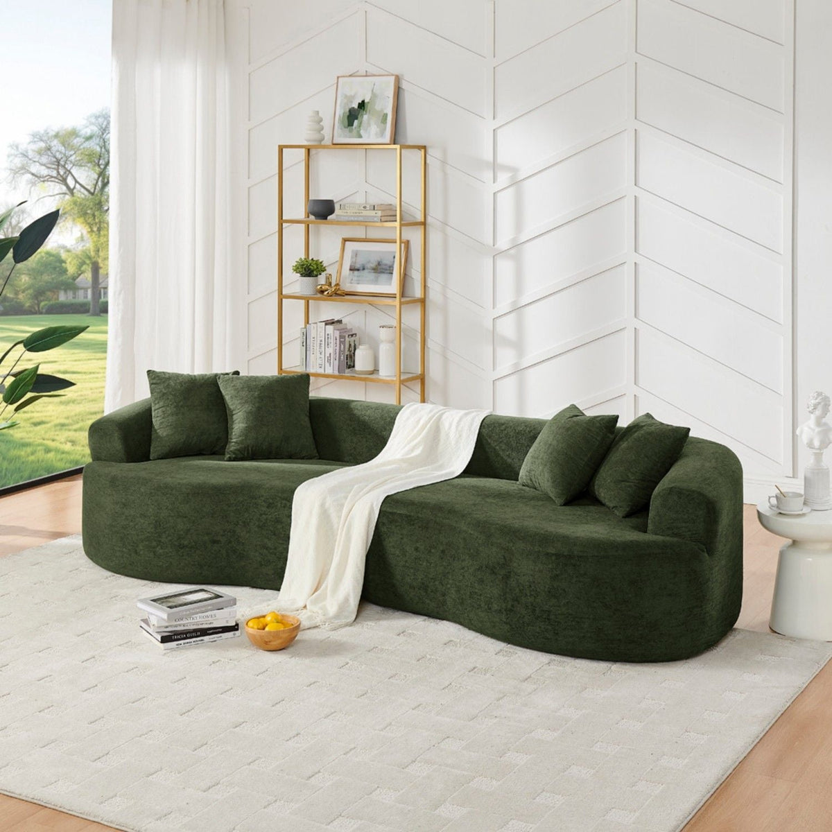 4 Seater Curved Cloud Sectional Sofa with High-Density Foam - Corduroy
