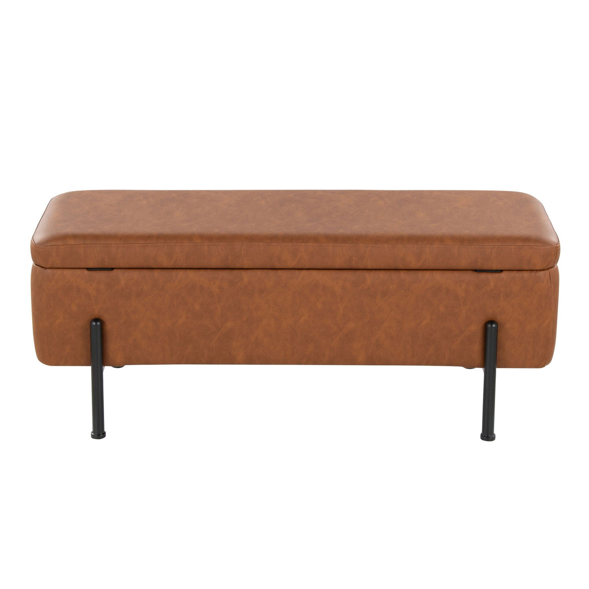 Contemporary Storage Bench with Flip-Top Storage - Black & Camel