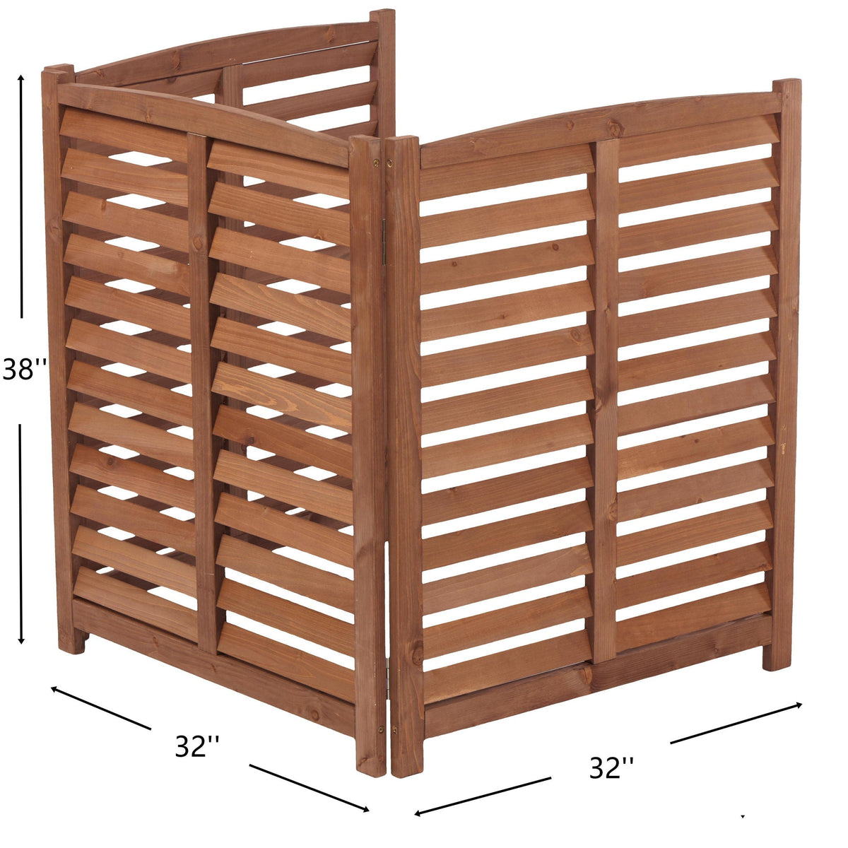 3 Panel Outdoor Wooden Air Conditioner Fence with Privacy Screen - Light Brown or Dark Gray