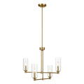 Enigma 4 Lights Chandelier With Clear Ribbed Satin - Antique Brass