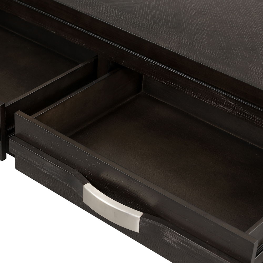 Elegant Dark Brown End Table with Storage Drawer and Shelf