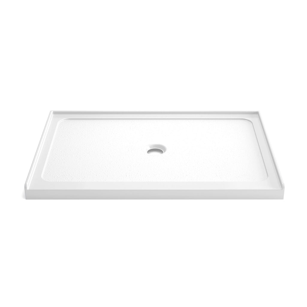 Gloss White Shower Base with Center Drain - Durable Acrylic Construction