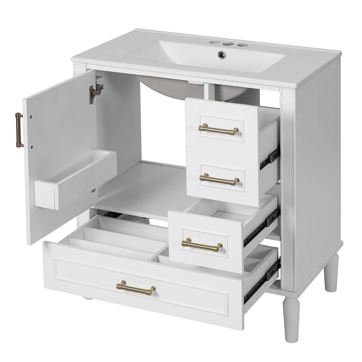 Traditional Bathroom Vanity Set with Soft Close Doors - Multiple Colors