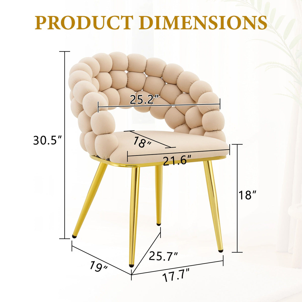 Ball Chain Bubble Dining Chair Set with Sculptural Backrest - Dark Gray, Beige, Orange