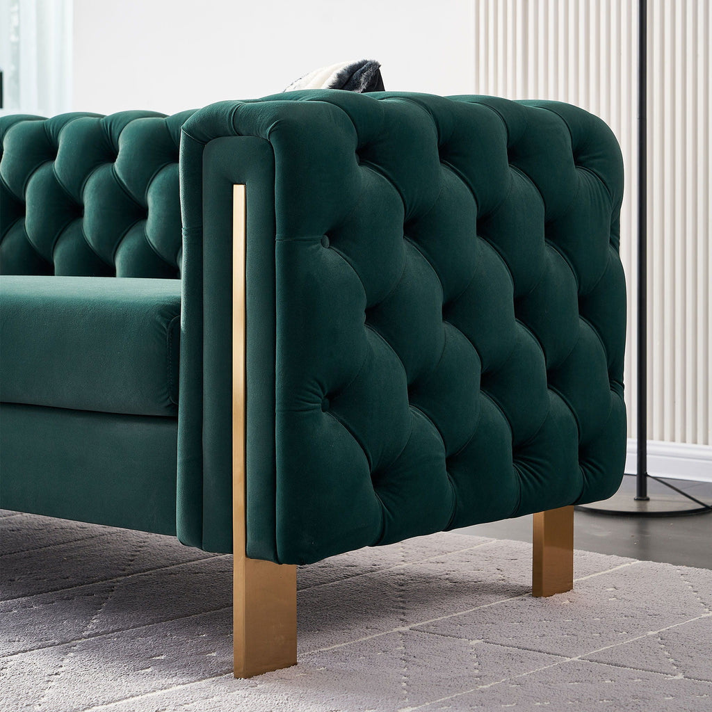 Modern Tufted Living Room Sofa with Button Detail - 84.25" Wide, Multiple Colors