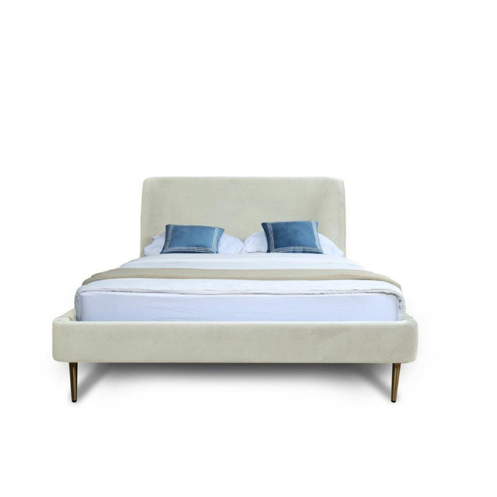 Heather Upholstered Bed with Curved Headboard - Multiple Colors