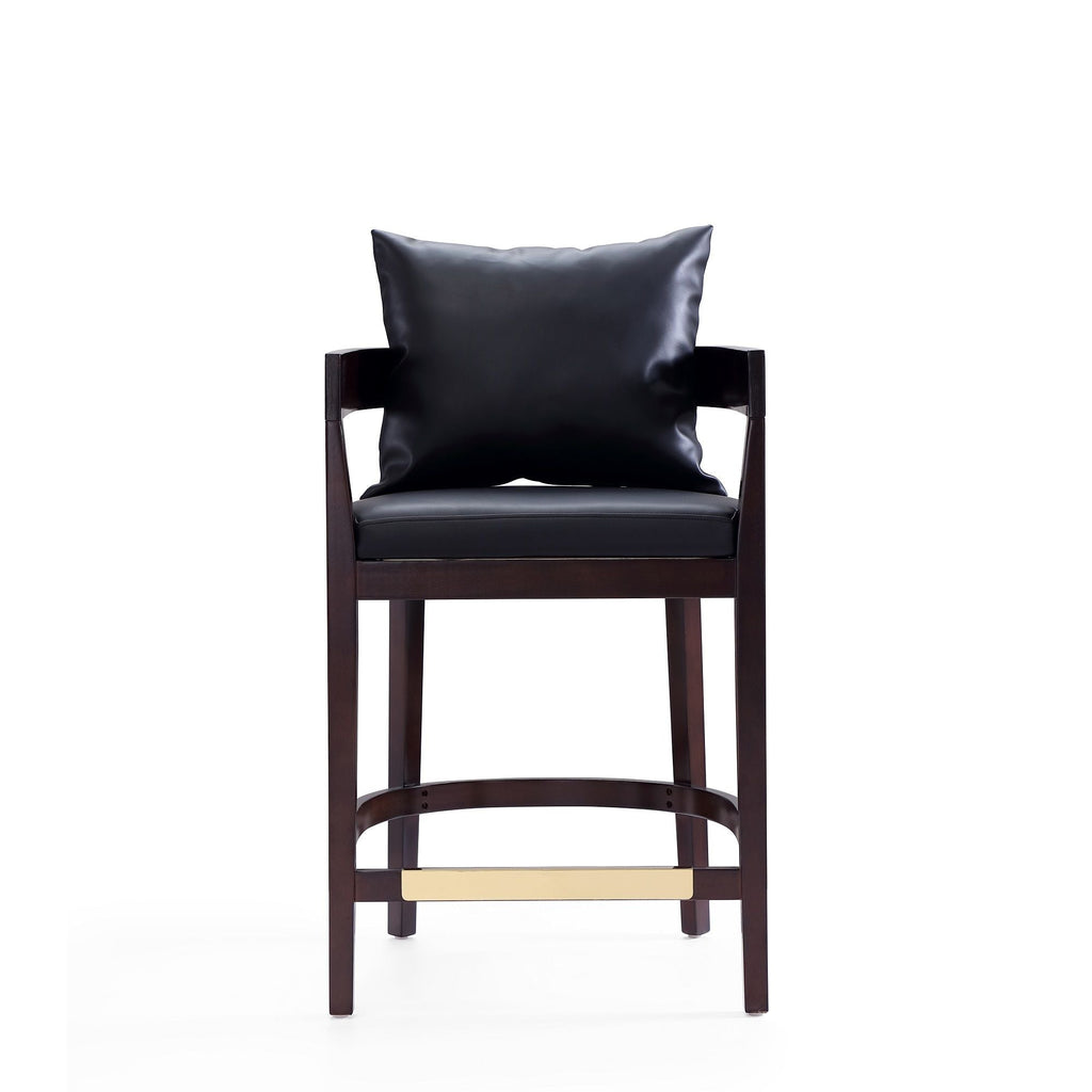 Mid-Century Modern Counter Stool with Upholstered Seat - Multiple Colors