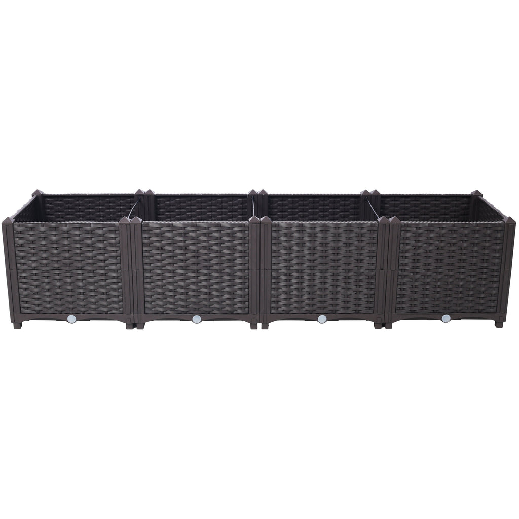 Deep Raised Garden Bed Plastic Planter Box with Self-Watering System - Polypropylene