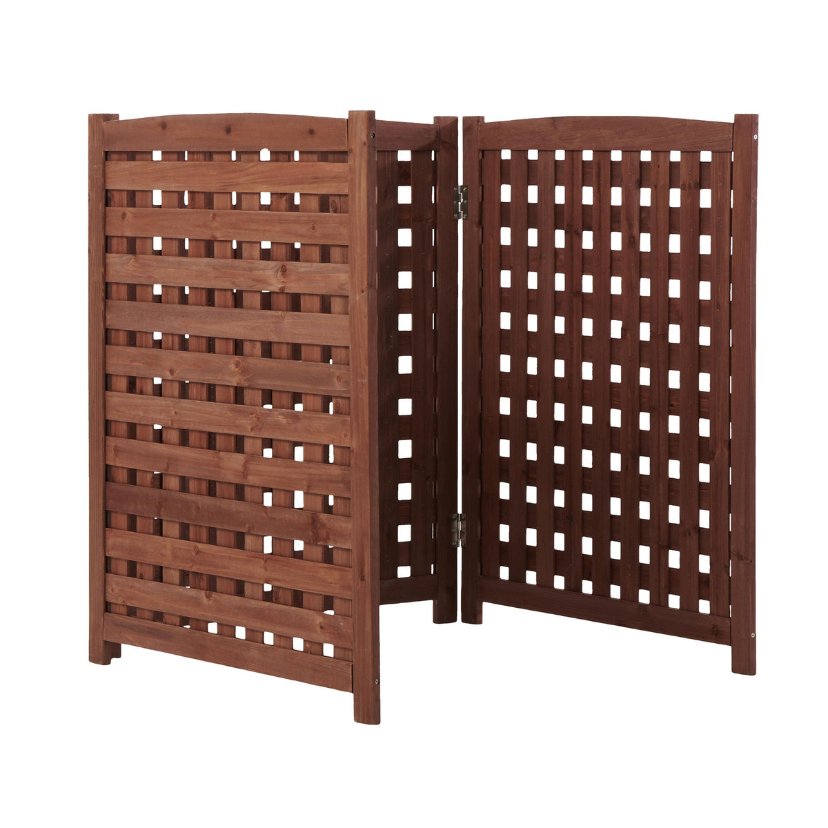 3 Panel Outdoor Air Conditioner Fence Screen with Solid Wood - Light Brown or Dark Gray