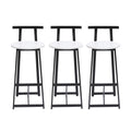 Modern Bar Stools with Backrest for Kitchen – Set of 3 – White or Black