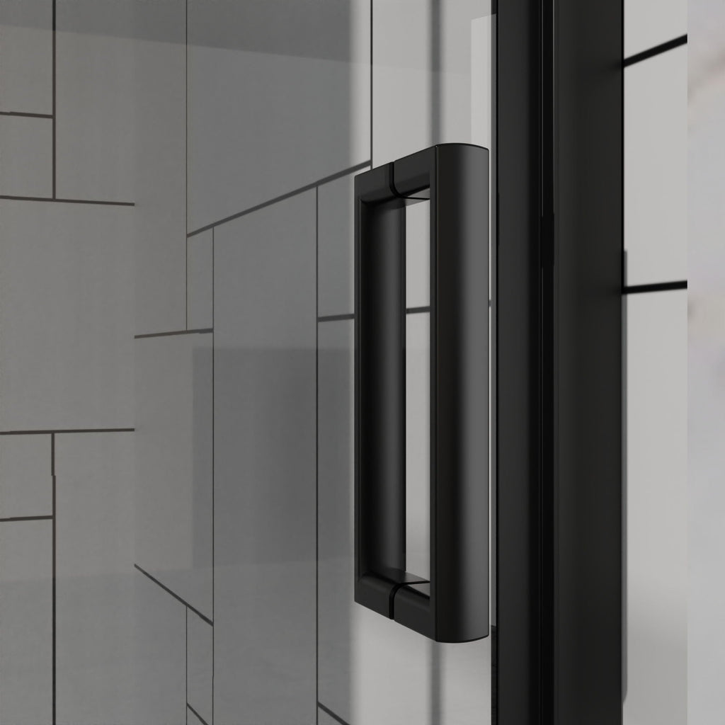 Bifold Frameless Shower Door with Tempered Clear Glass - Pearl Silver or Black