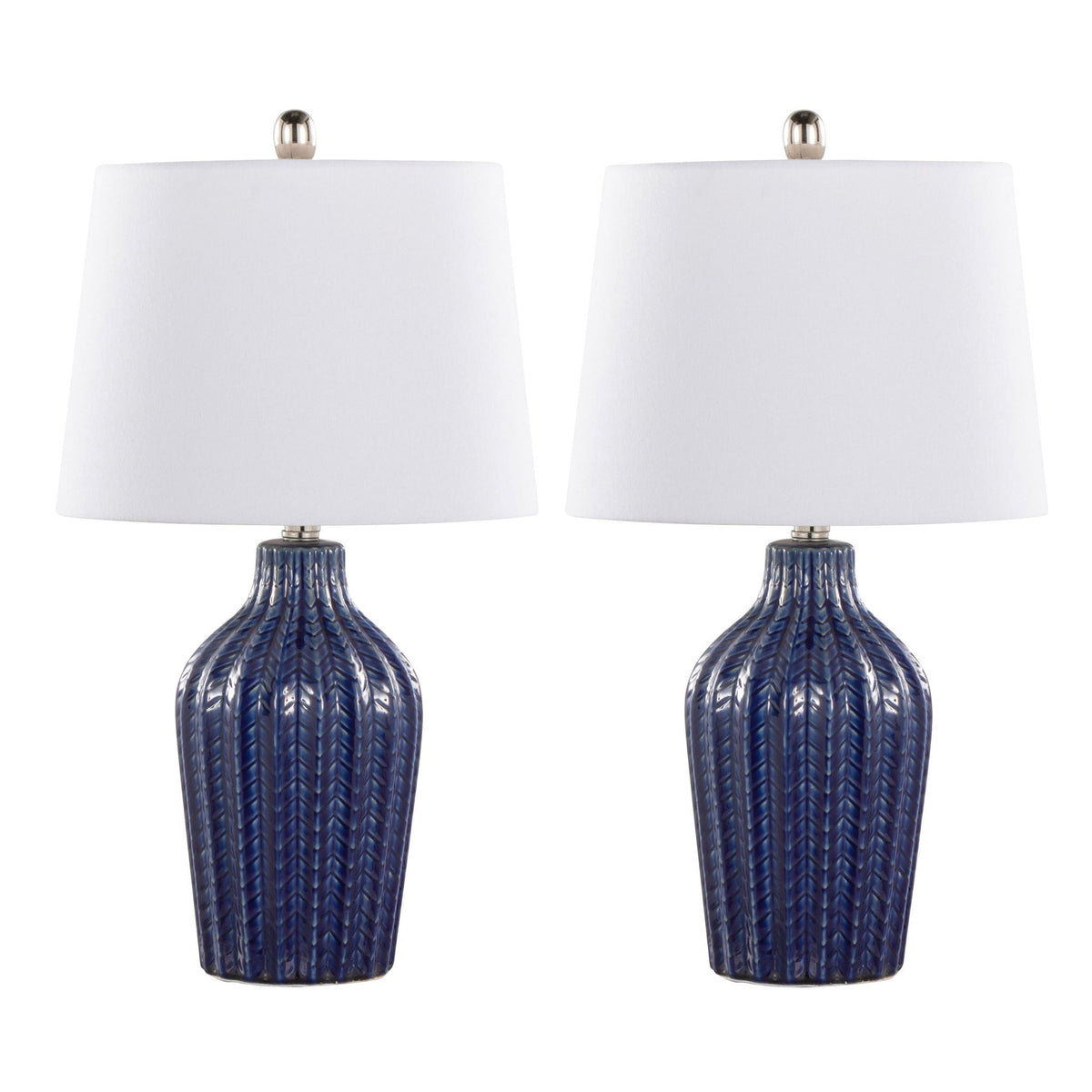 Contemporary Table Lamp Set of 2 with Chevron Pattern - Multiple Colors
