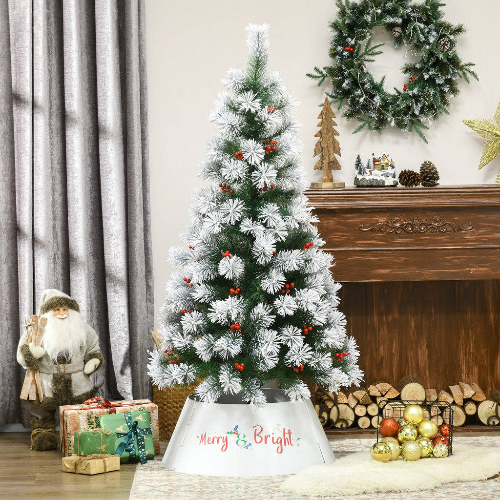 26 Inch Christmas Tree Collar Ring with Metal Stand Cover - Silver
