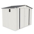 Outdoor Garden Storage Shed with Lockable Doors and Window - White / Gray