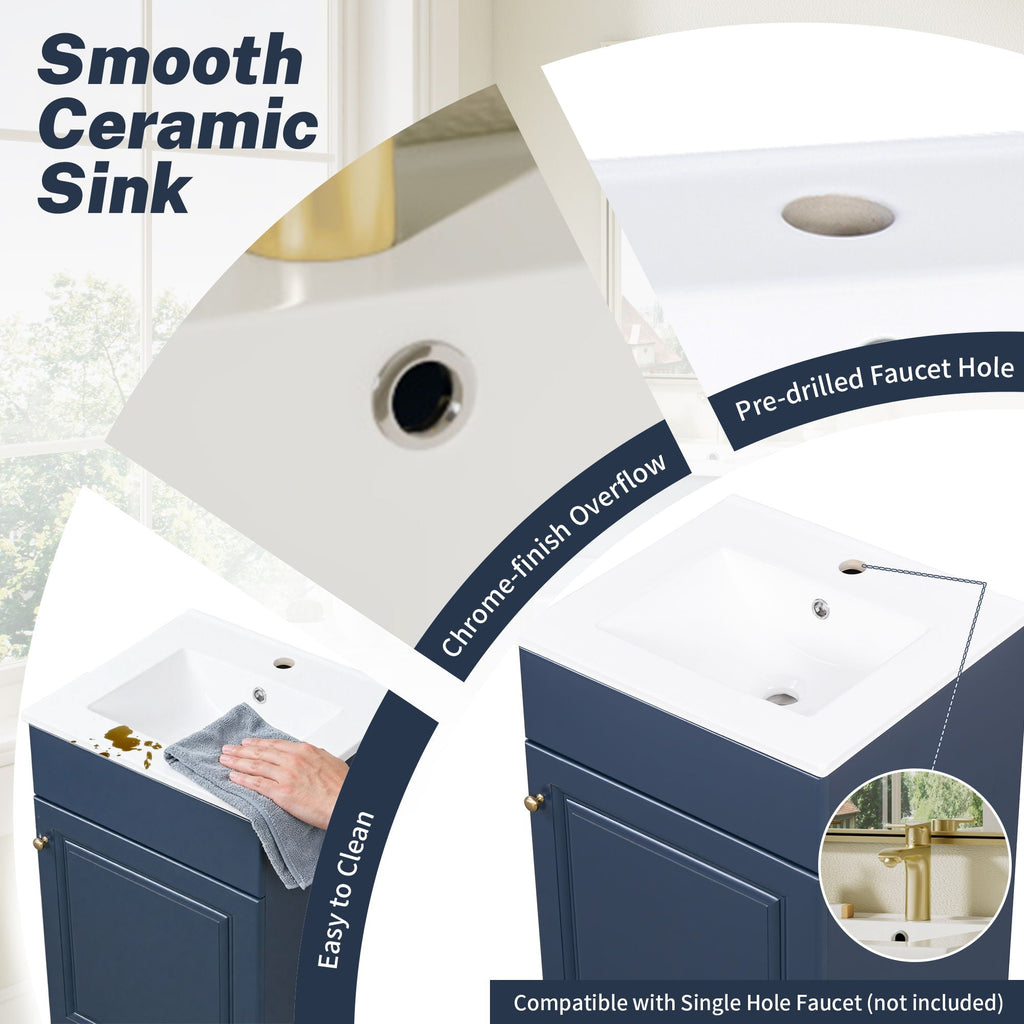 Bathroom Vanity with Sink and Adjustable Shelf - Multiple Colors