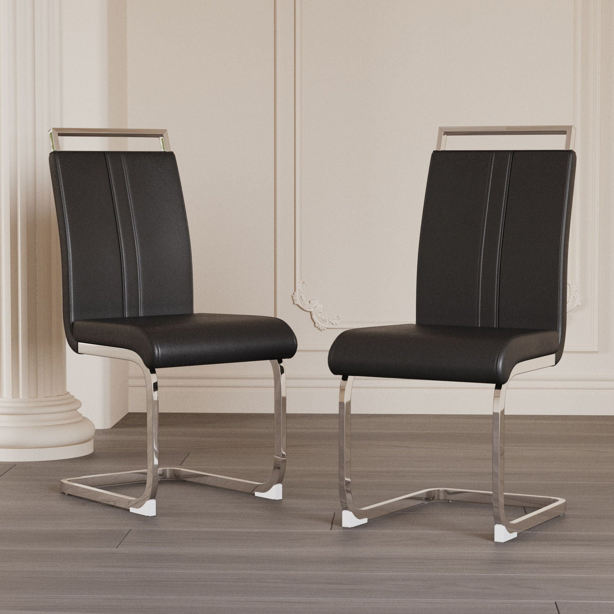 Modern Dining Chairs with Padded Seat and High Back - Black, White, or Dark Gray