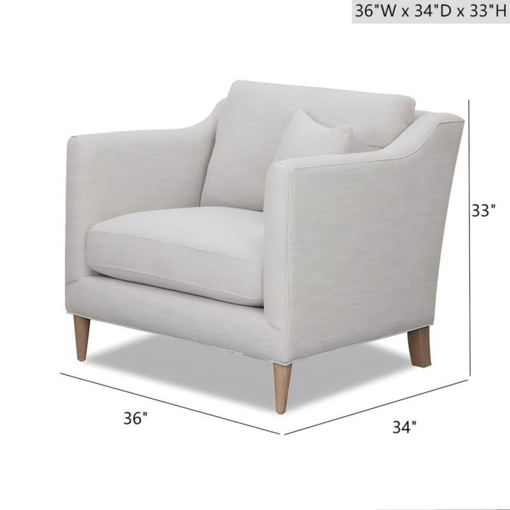 Beige Arm Chair with High Track Arms and Solid Wood Legs