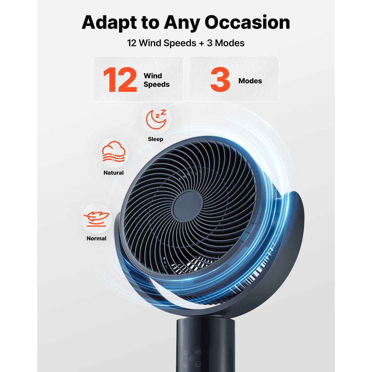 7-Inch Pedestal Fan with Oscillating Standing Design