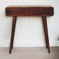Solid Wood Chestnut Hallway Table with Nordic Legs - 2 Drawers