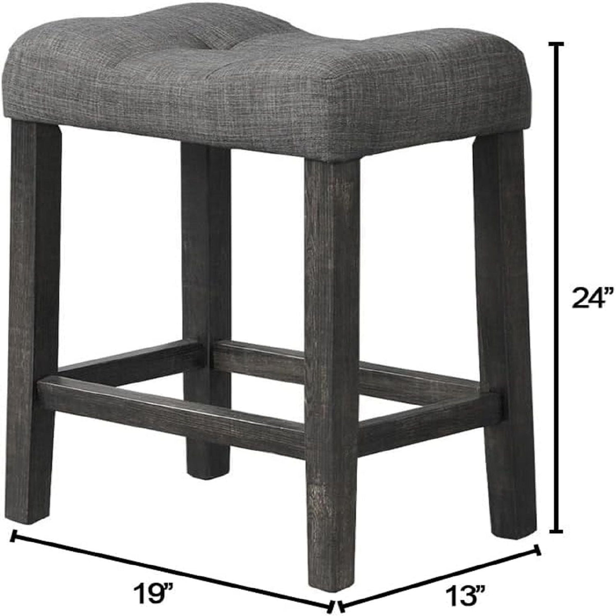 Transitional Counter Dining Set with 4 Tufted Stools - Dark Gray or Dark Brown