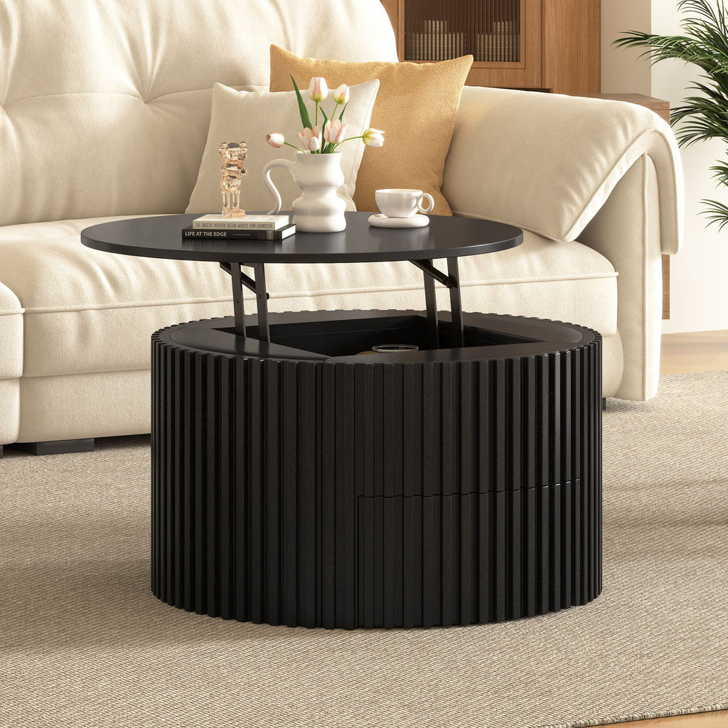 Round Lift Top Coffee Table with Hidden Storage - Multiple Colors