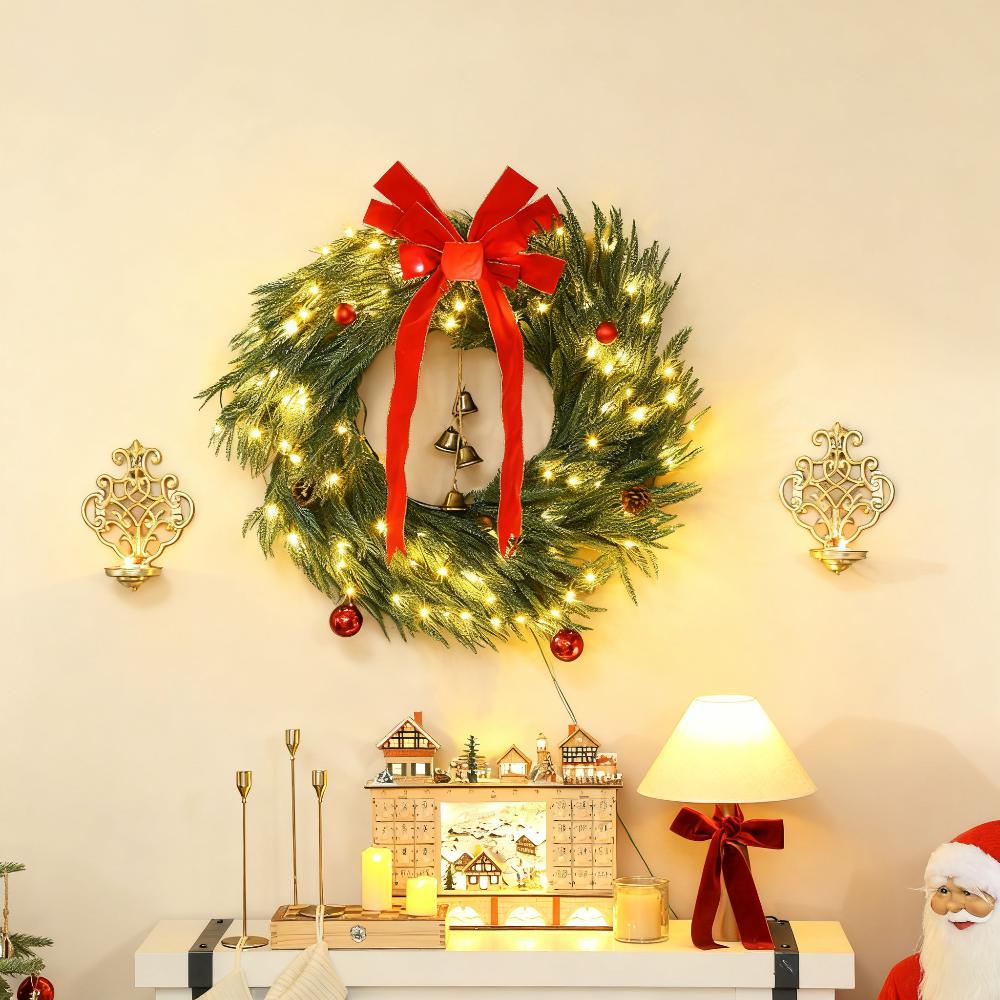 Christmas Wreath with LED Lights for Front Door