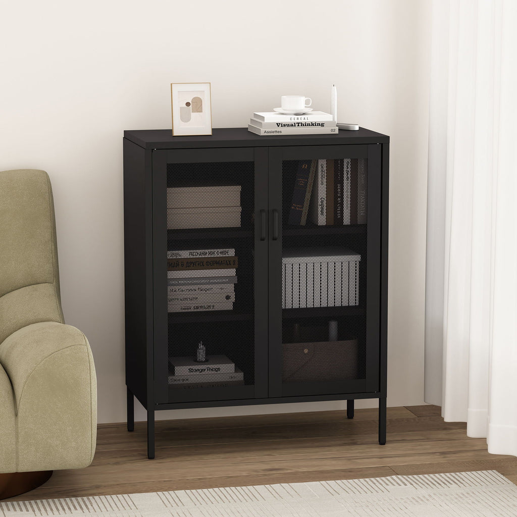 Metal Accent Cabinet with Adjustable Shelves - Black, Green, or White