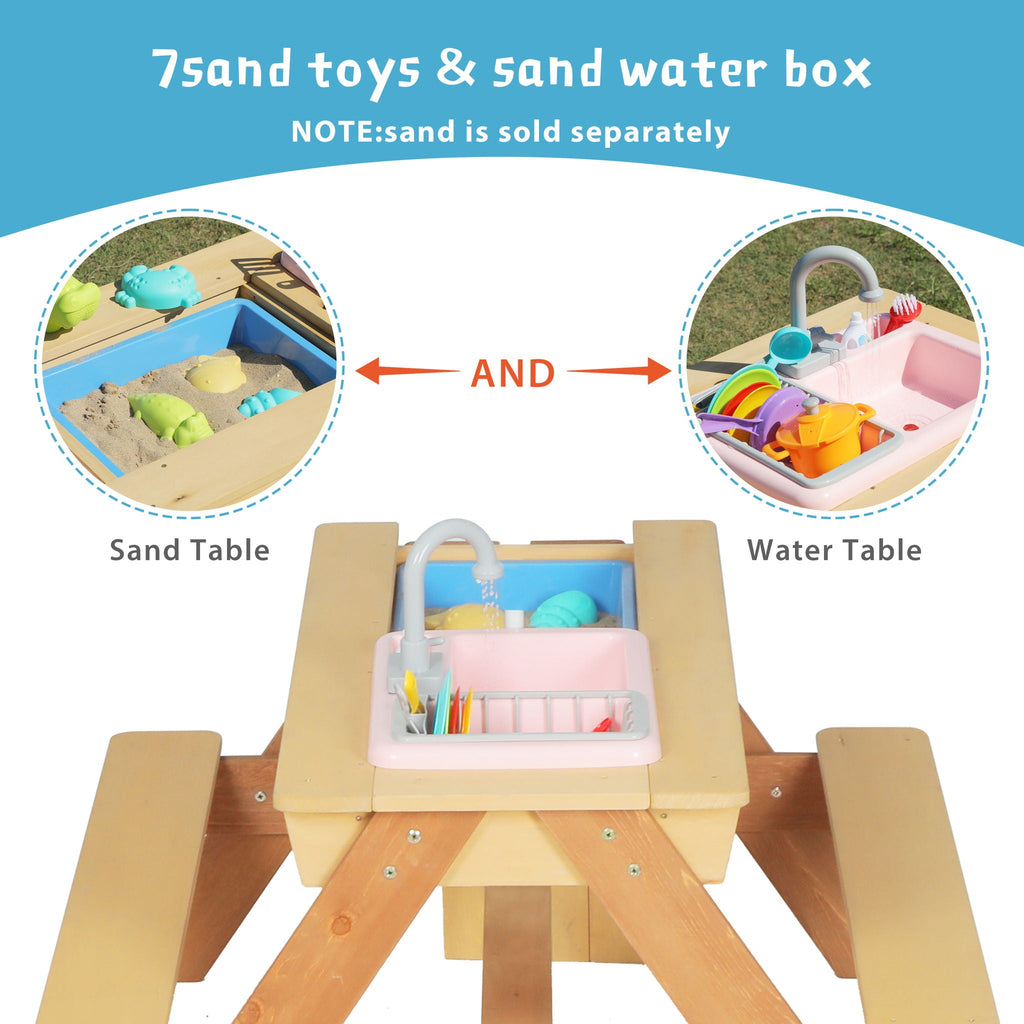 Kids Picnic Table with Sand and Water Table Conversion - Cedar Outdoor Table